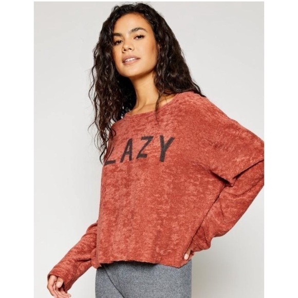 Super Soft LAZY Crop Length Graphic Sweater Top - Picture 2 of 8